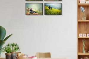 Bộ 4 khung ảnh dán tường bàn ăn kích thước 65x47 cm