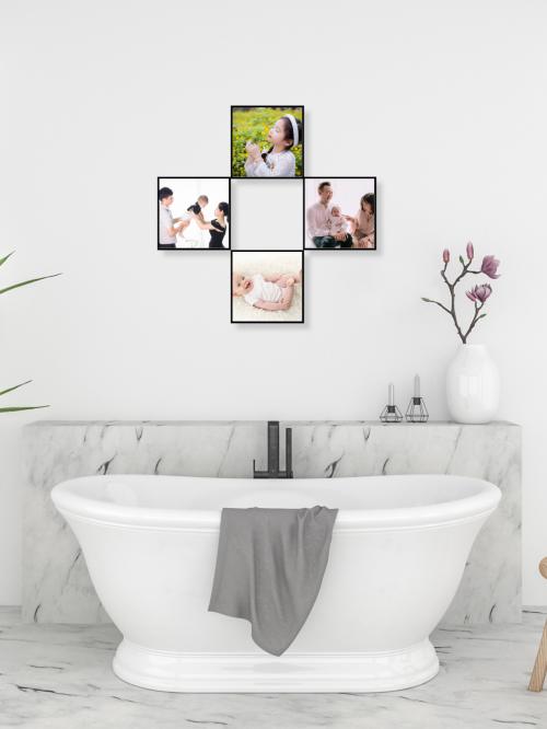 Bộ 4 khung ảnh dán tường nhà tắm kích thước 64x64 cm