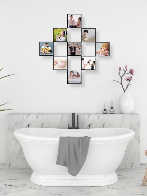 Bộ 9 khung ảnh dán tường nhà tắm kích thước 107x107 cm