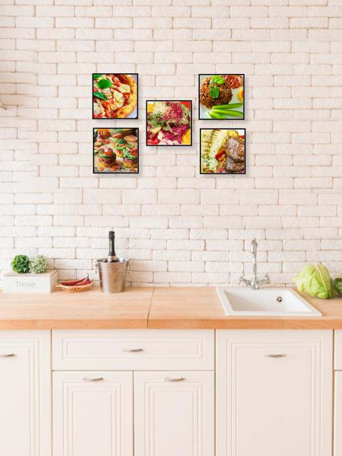 Bộ 5 khung ảnh dán tường phòng bếp kích thước 72x47 cm