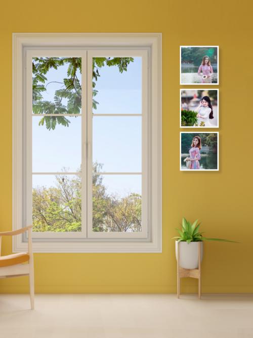 Bộ 3 khung ảnh dán tường cửa sổ kích thước 22x69 cm