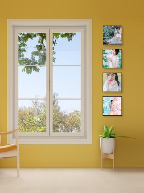 Bộ 4 khung ảnh dán tường cửa sổ kích thước 22x100 cm