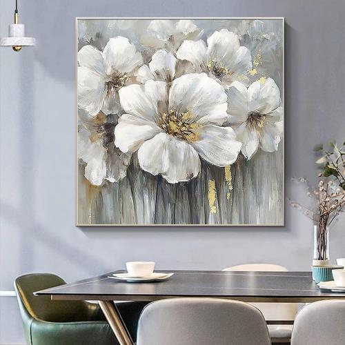 Tranh hoa trắng sơn dầu treo tường nghệ thuật