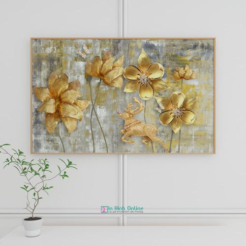 Tranh trang trí 3D dát vàng sang trọng