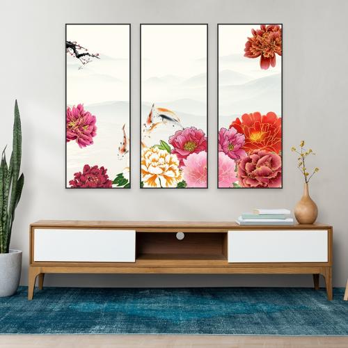 Bộ 3 tranh dọc hoa mẫu đơn