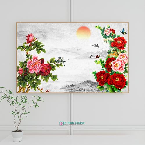 Tranh phong cảnh hoa mẫu đơn