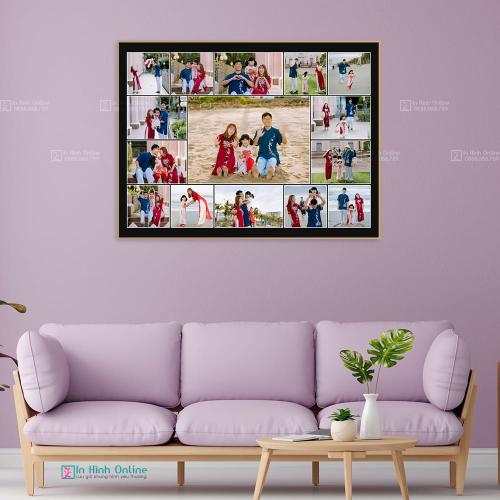 Khung ảnh ghép 15 hình gia đình hình chữ nhật