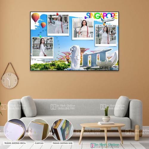 Mẫu khung ảnh du lịch Singapore ghép từ 4 ảnh