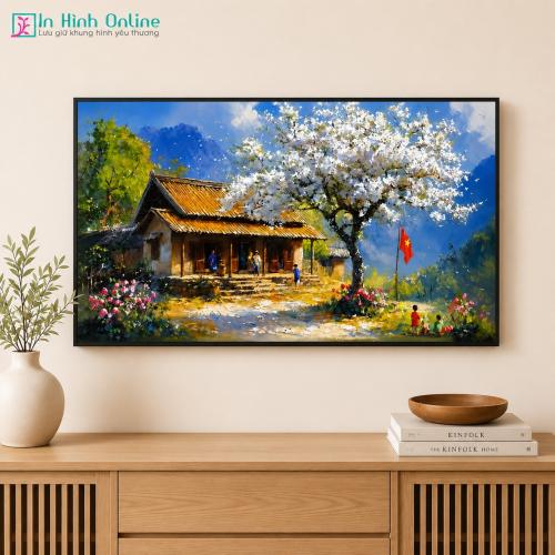Tranh phong cảnh mùa xuân Tây Bắc