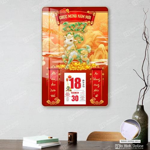 Mẫu đốc lịch tráng gương Tết 2027 Dê ngọc cát tường