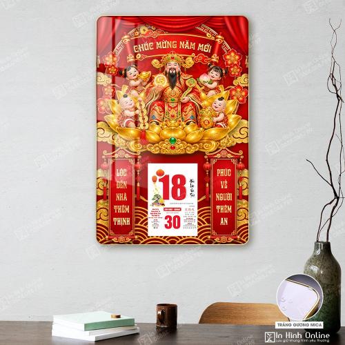Tranh đốc lịch tráng gương Tết 2027 Thần Tài sang trọng