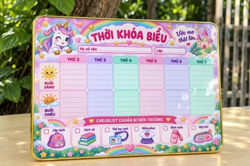 Thời Khóa Biểu Để Bàn Cầu Vồng Kỳ Diệu Cho Bé Gái