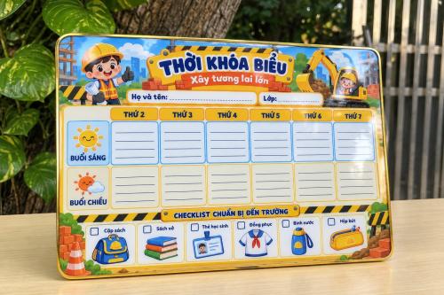 Thời Khóa Biểu Để Bàn Công Trường Xây Dựng Cho Học Sinh Tiểu Học