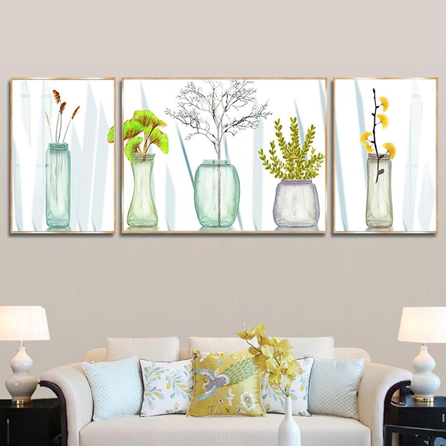 Bộ 3 tranh lọ hoa decor treo tường đẹp