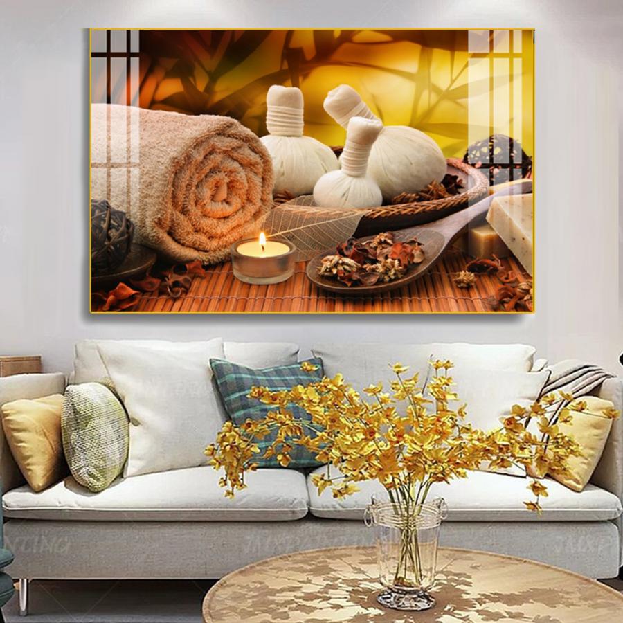 Tranh treo tường spa tĩnh vật với nến thơm tại In Hình Online