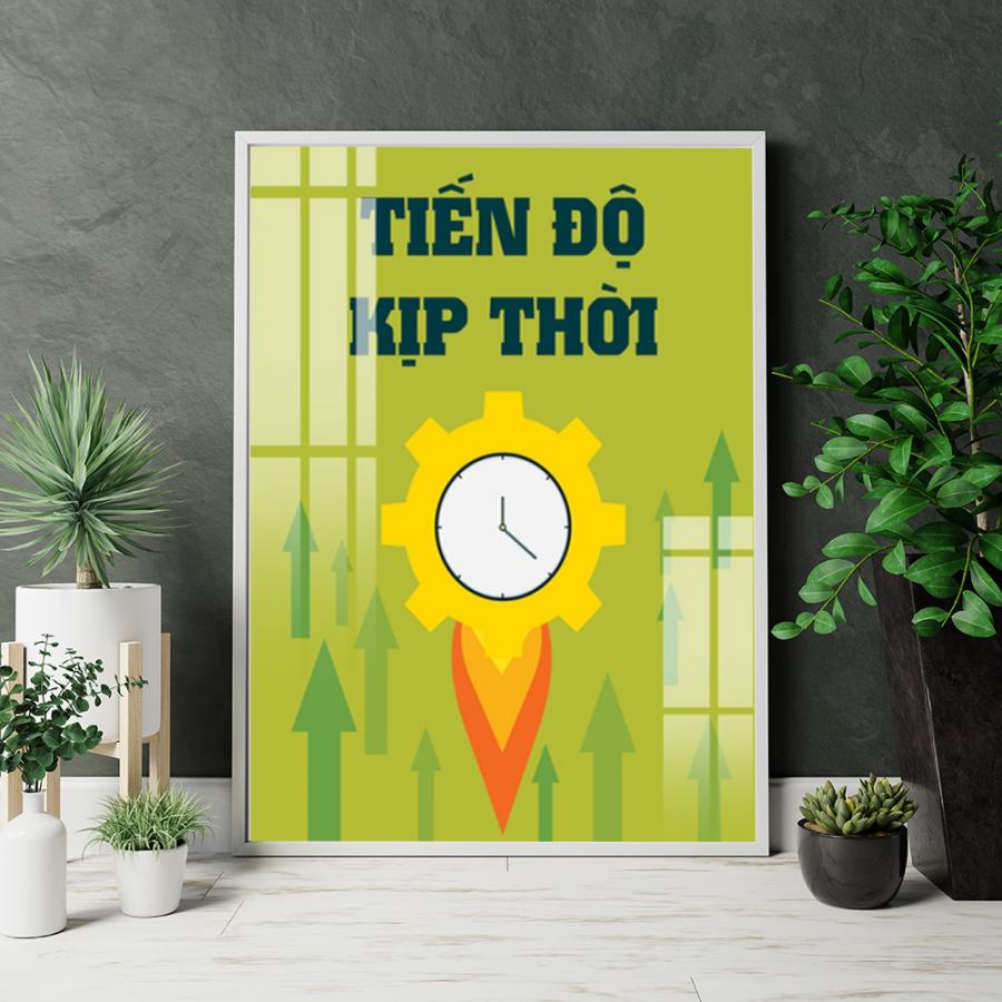 Tranh slogan Tiến độ kịp thời