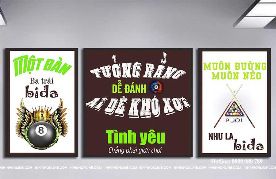 Bộ 3 tranh slogan trang trí quán bida