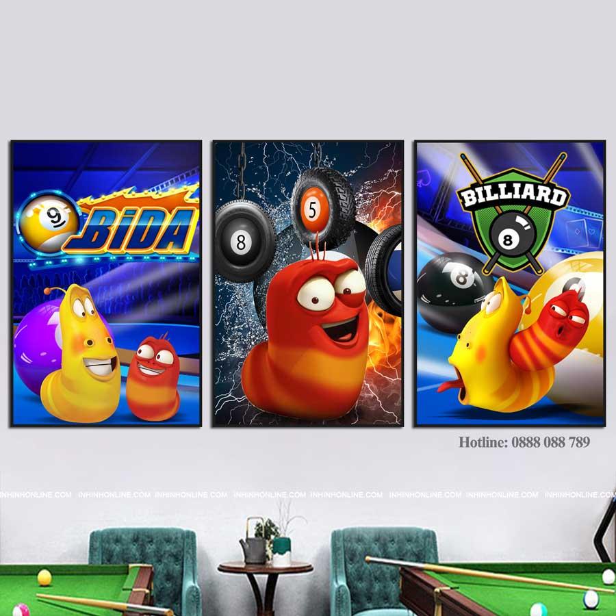 Tranh quán trang trí quán bida Larva vui nhộn