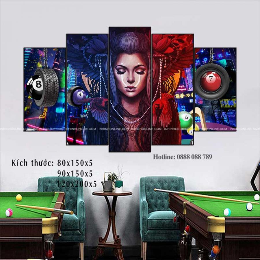 Bộ 5 tranh trang trí quán bida nghệ thuật