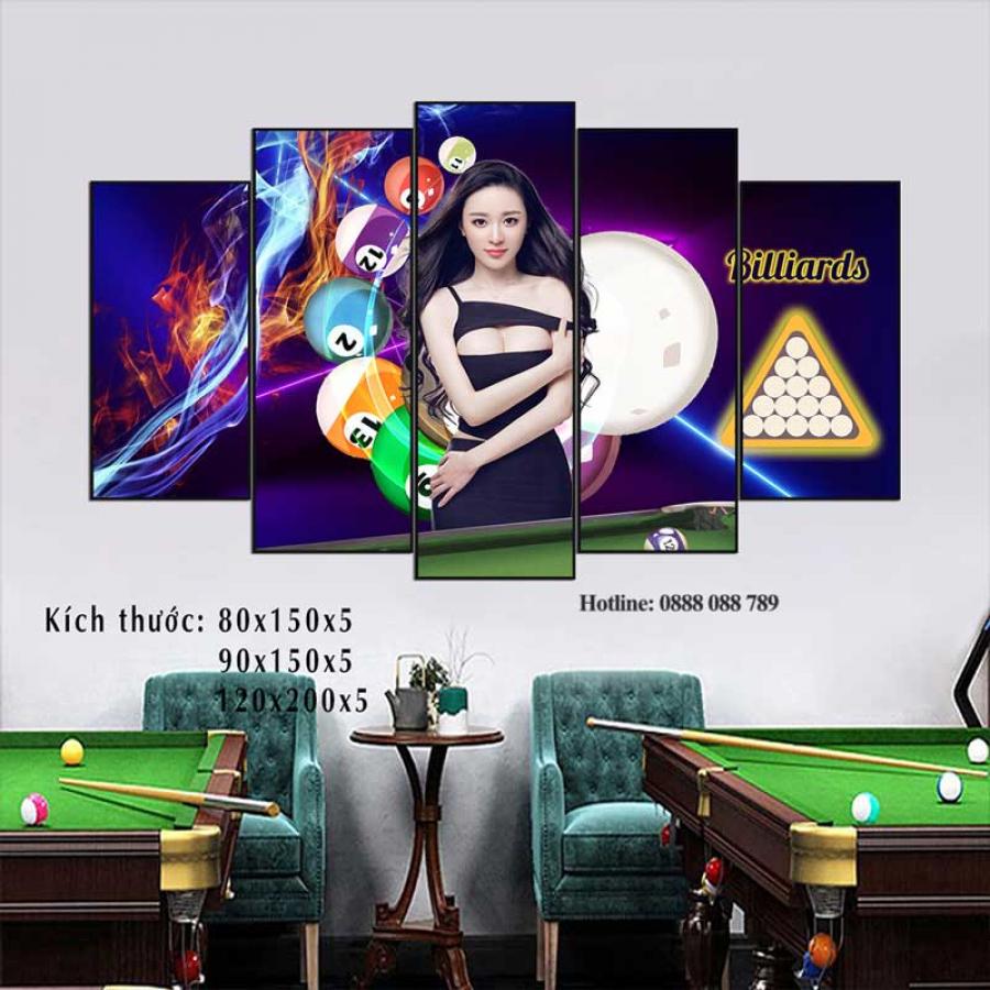 Bộ 5 tranh trang trí quán bida cô gái cực hot