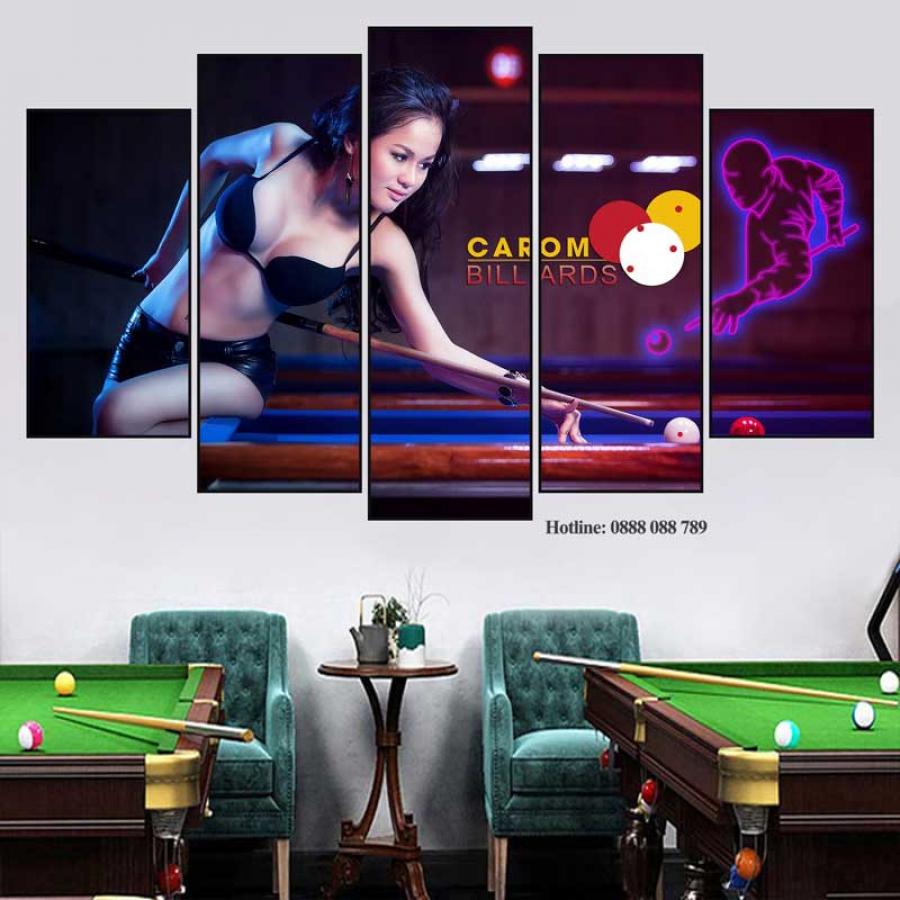 Bộ 5 tranh trang trí quán bida bikini girl