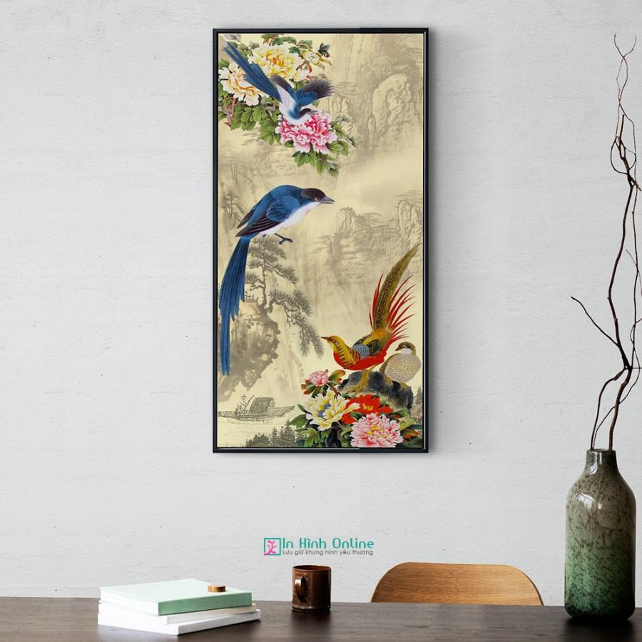 Tranh hoa mẫu đơn và chim trĩ