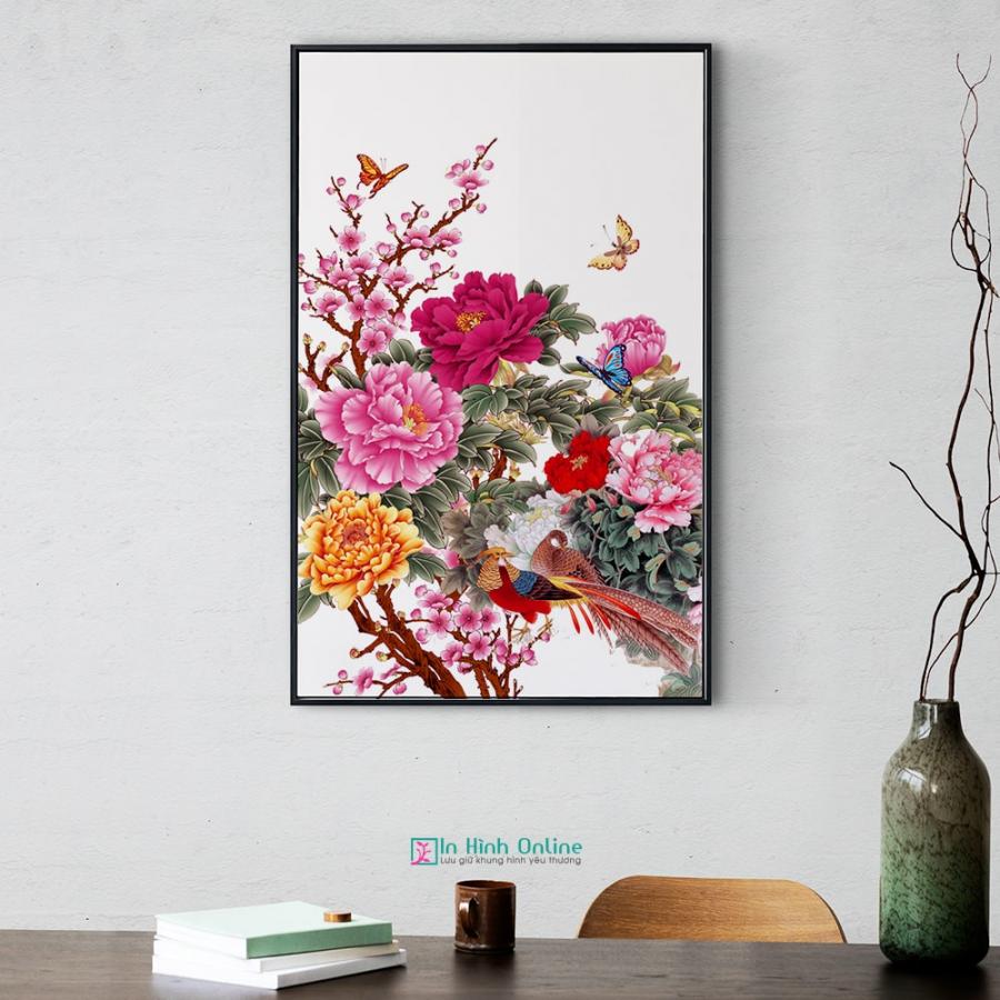 Tranh mẫu đơn nở hoa phú quý