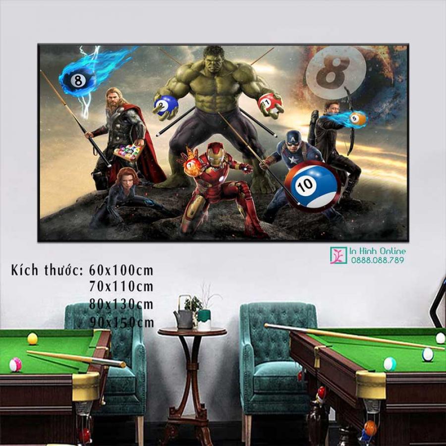 Tranh trang trí quán bida siêu anh hùng Marvel