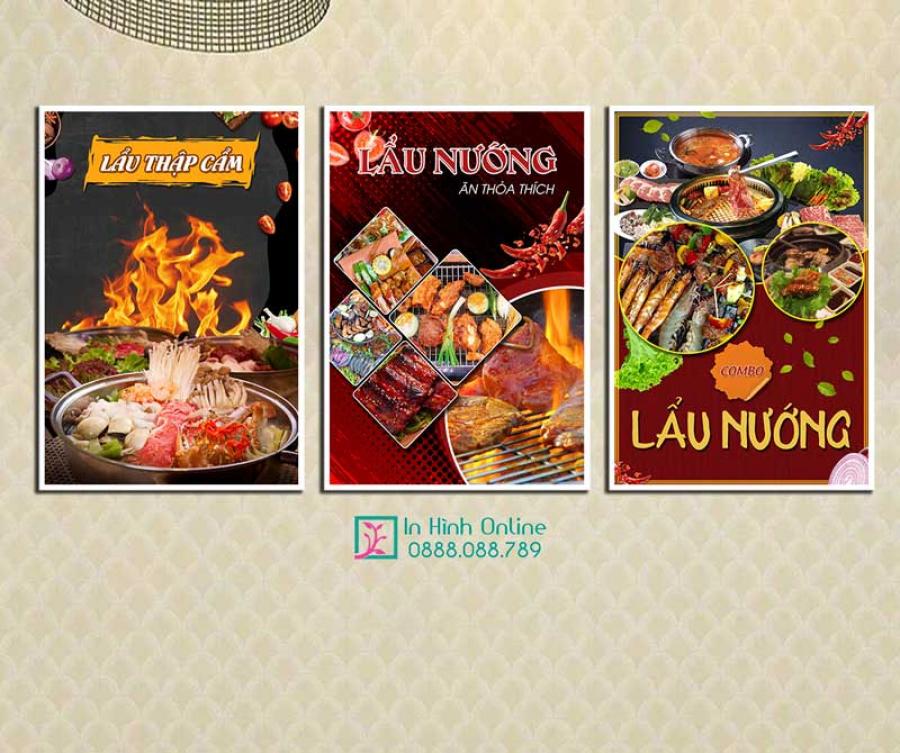 Bộ 3 tranh trang trí nhà hàng, quán lẩu nướng cuốn hút