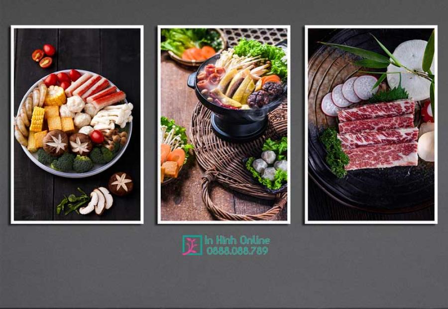Bộ 3 tranh trang trí nhà hàng, quán lẩu nướng hấp dẫn