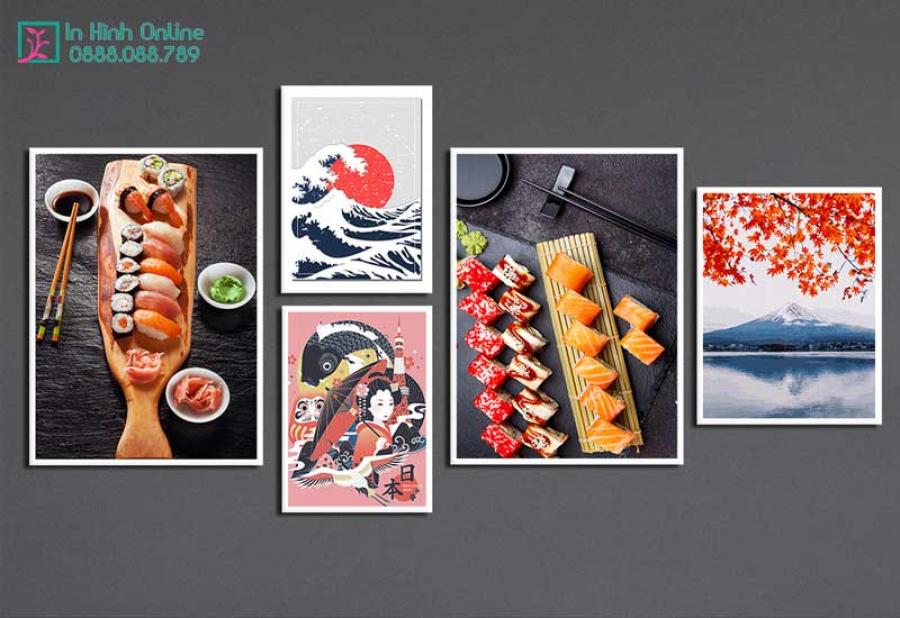 Bộ 5 tranh trang trí nhà hàng Nhật Bản