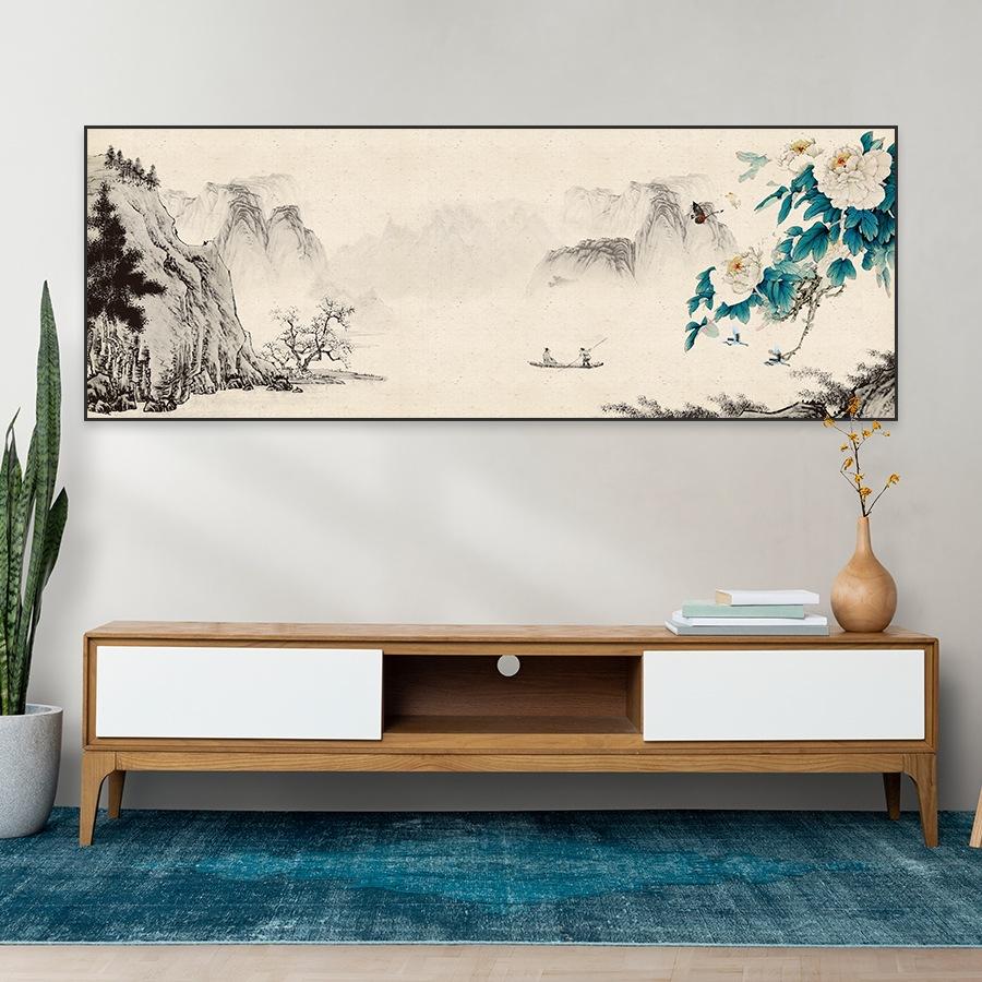 Tranh thư pháp hoa mẫu đơn