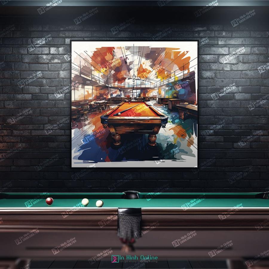 Tranh màu nước nghệ thuật trang trí phòng bida