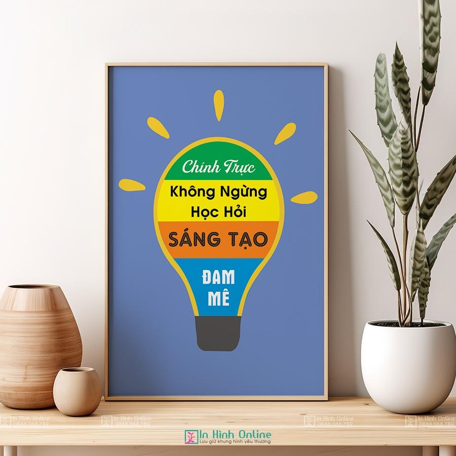 Tranh văn phòng: Chính trực, không ngừng học hỏi, sáng tạo, đam mê