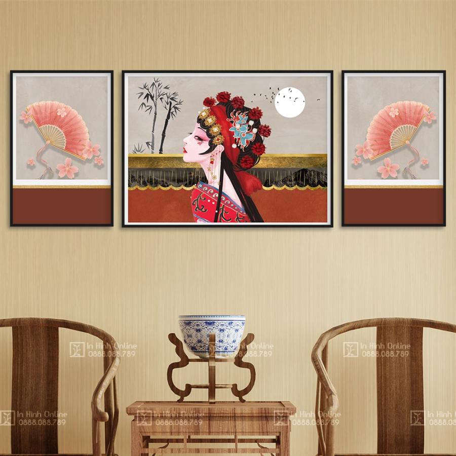 Bộ 3 tranh cô gái trong trang phục hý kịch