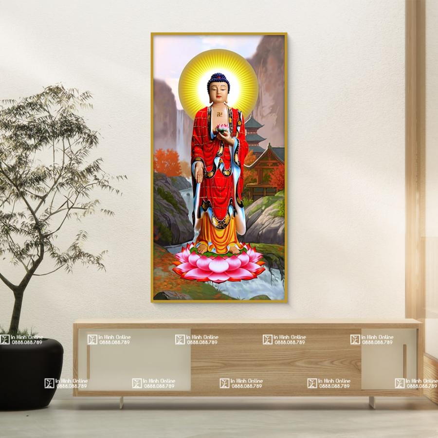 Tranh treo tường Đức Phật A Di Đà đứng trên đài sen