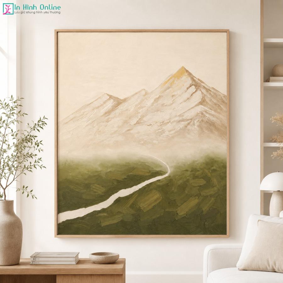 Tranh phong cảnh núi non tối giản hiện đại