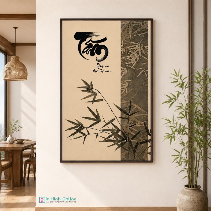 Tranh chữ Tâm An treo tường phong cách thiền tịnh