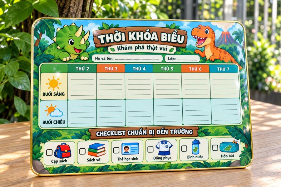 Thời Khóa Biểu Để Bàn Khủng Long Khám Phá Vui Nhộn