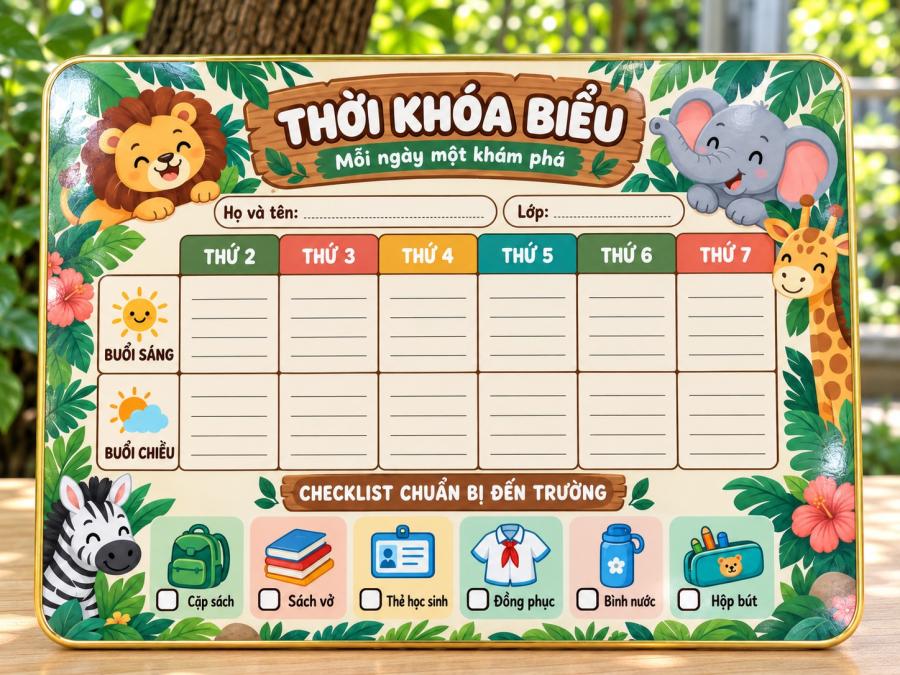 Thời Khóa Biểu Để Bàn Safari Khám Phá Thế Giới Động Vật