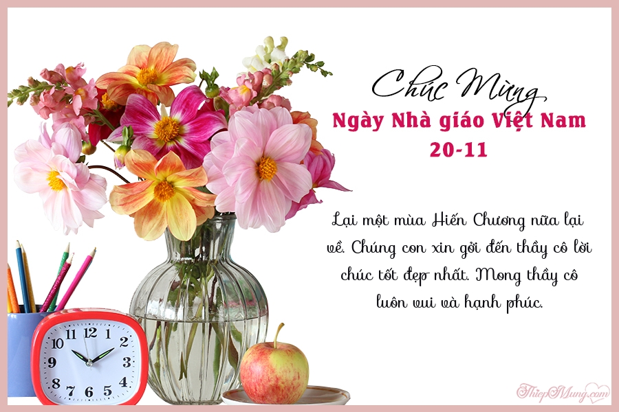Mẫu thiệp chúc mừng ngày nhà giáo Việt Nam đẹp