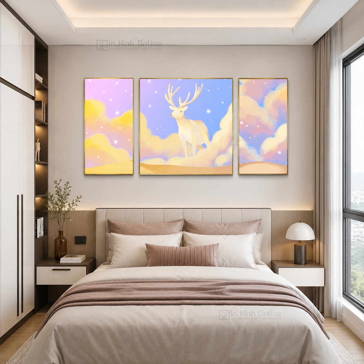 Tranh treo phòng ngủ giúp không gian ấm áp và thư giãn hơn